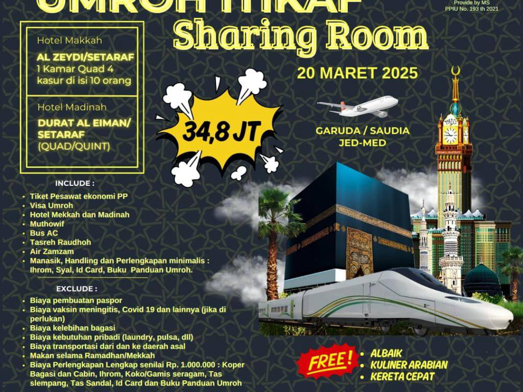 UMROH ITIKAF SHARING ROOM 20 MARET 2025