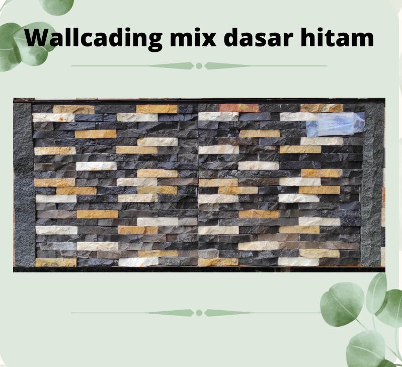 Wallcading Batu Alam Mix Dasar Hitam