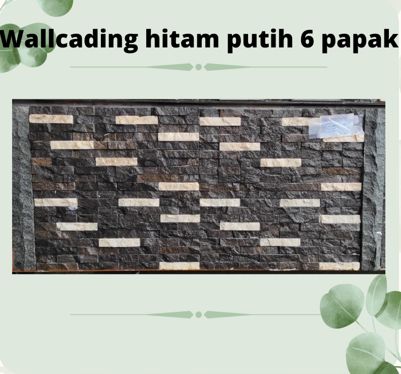 Wallcading Batu Alam Hitam Putih 6 Papak