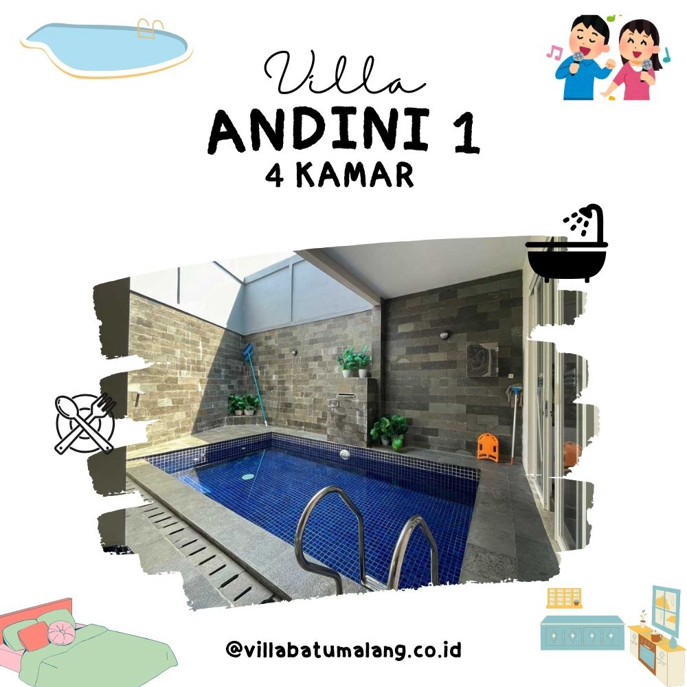Sewa Villa Andini 1 Batu - 4 Kamar - Private Pool