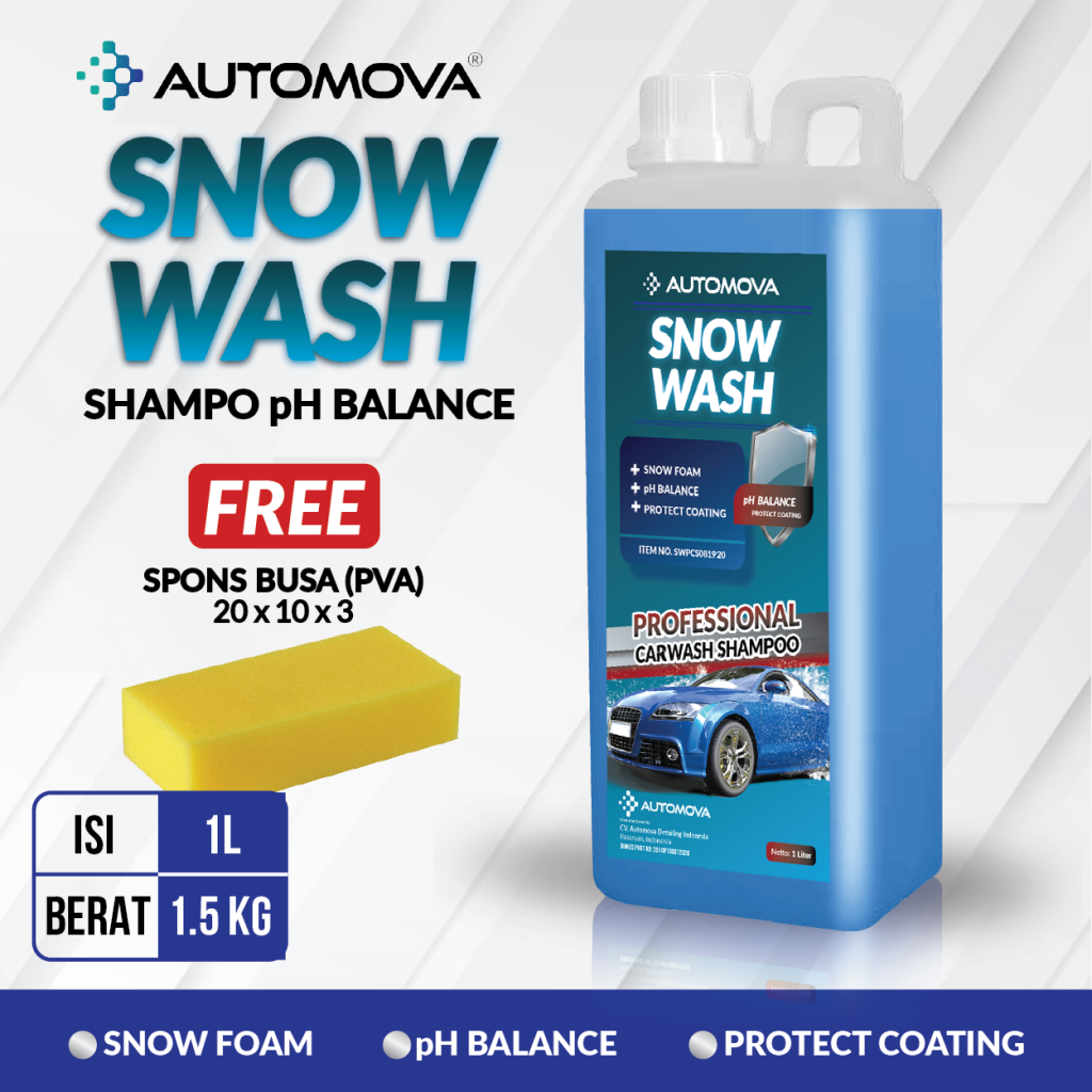 AUTOMOVA SNOW WASH SHAMPOO MOBIL MOTOR PH BALANCE 1L
