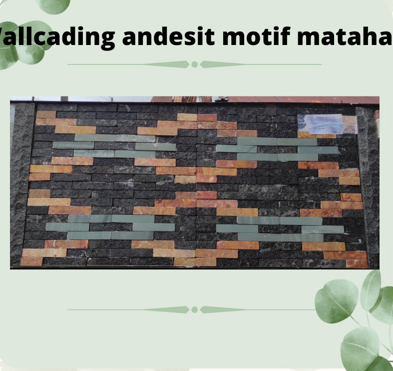 Wallcading Batu Alam Andesit Motif Matahari
