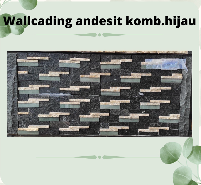 Wallcading Batu Alam Andesit Komb.hijau