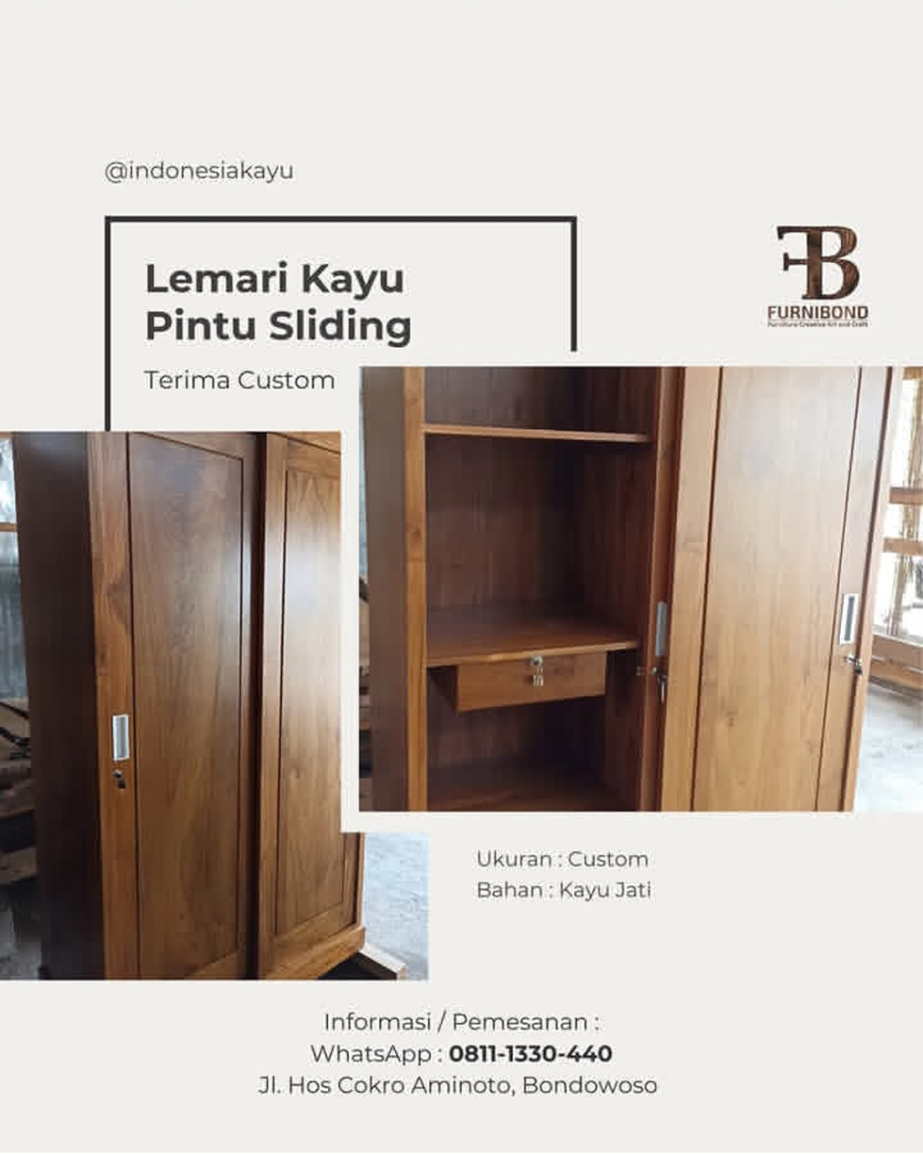 Lemari Kayu Pintu Sliding