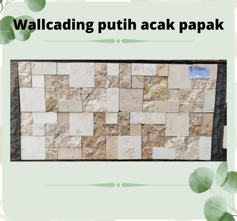 Wallcading Batu Alam Putih Acak Papak