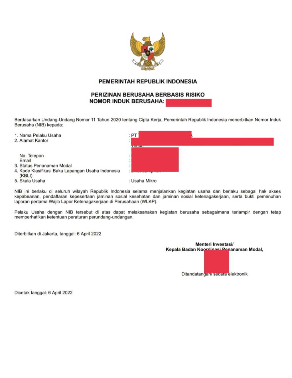 Penerbitan NIB